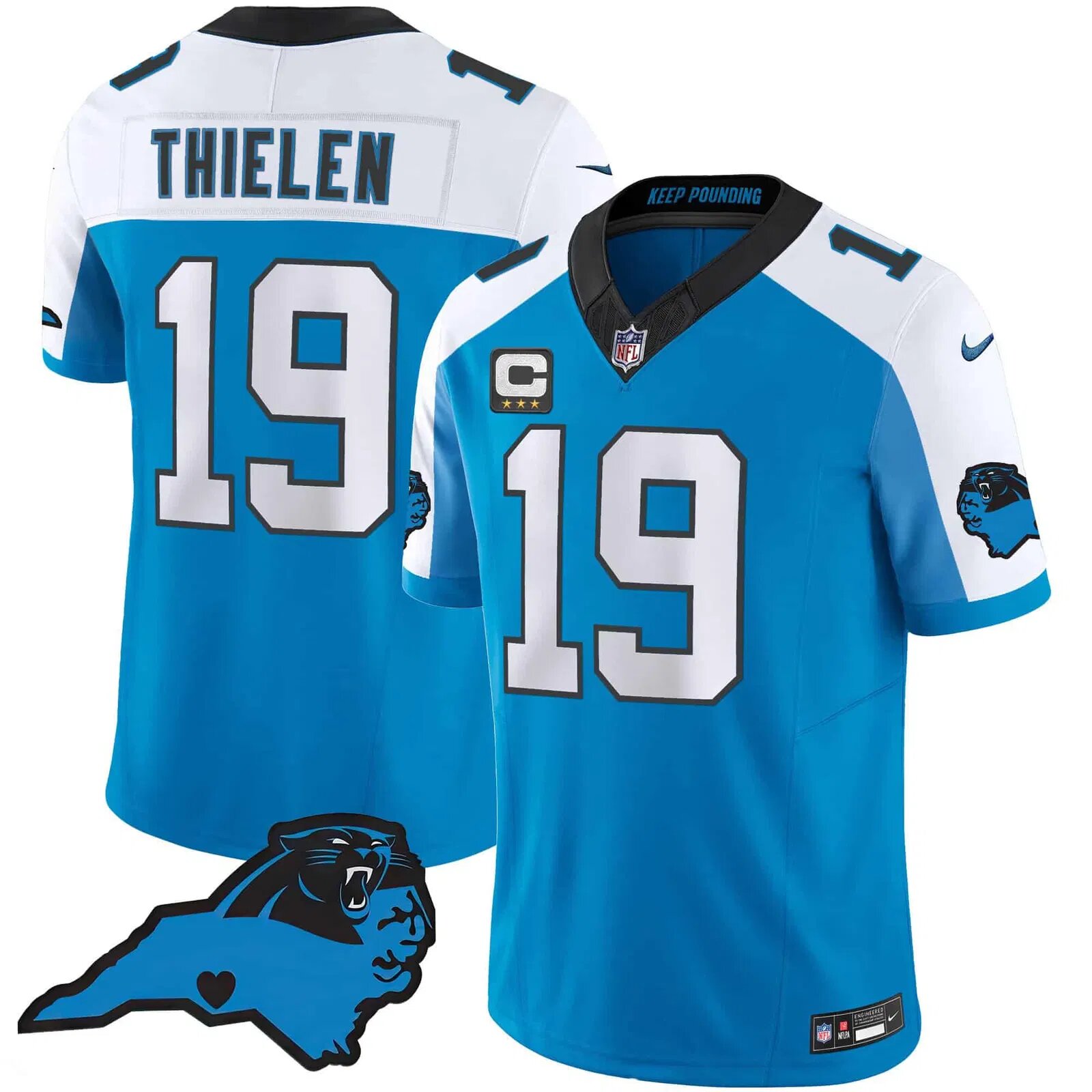 Men Carolina Panthers #19 Thielen Light Blue 2024 Nike Vapor Limited NFL Jersey